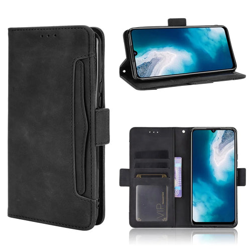 Multiple Card Slots Leather Wallet Mobile Phone Case for vivo V20 SE / vivo Y70 2020 - Black - 1