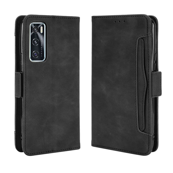 Multiple Card Slots Leather Wallet Mobile Phone Case for vivo V20 SE / vivo Y70 2020 - Black - 7