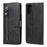 Zipper Pocket Leather Wallet Stand Case for Realme 7 Pro - Black - 2