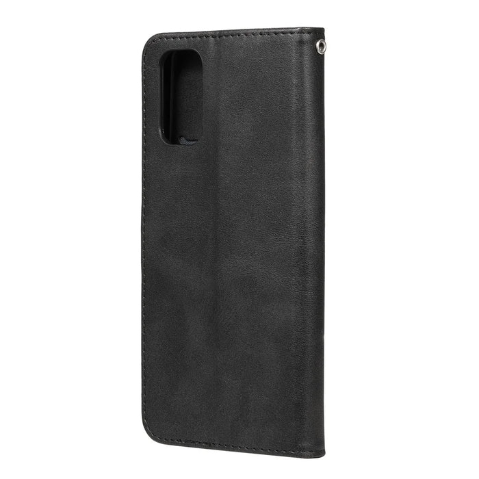 Zipper Pocket Leather Wallet Stand Case for Realme 7 Pro - Black - 4