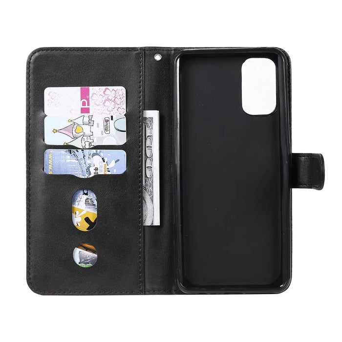 Zipper Pocket Leather Wallet Stand Case for Realme 7 Pro - Black - 5