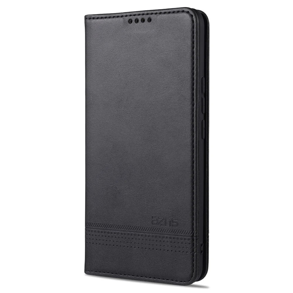 AZNS Auto-absorbed Magnetic Stand Wallet Leather Mobile Shell Case for vivo X60 5G - Black - 2