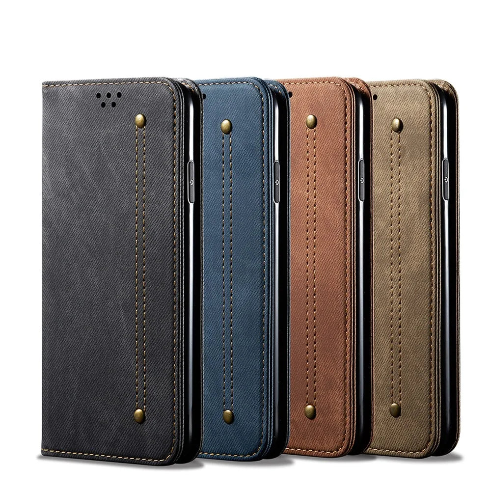 Jeans Cloth Texture Leather Wallet Stand Case for vivo Y51 2020 (Indian Version) / vivo Y31 - Green - 7