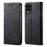 Jeans Cloth Texture Leather Wallet Stand Case for Realme 8/8 Pro - Black - 1
