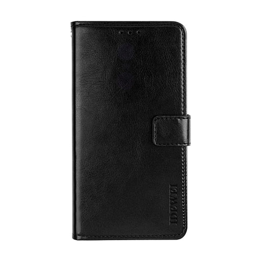 IDEWEI Folio Flip Crazy Horse Texture Leather Casing with Wallet Stand for Realme 8 5G/V13 5G/Narzo 30 5G - Black - 1
