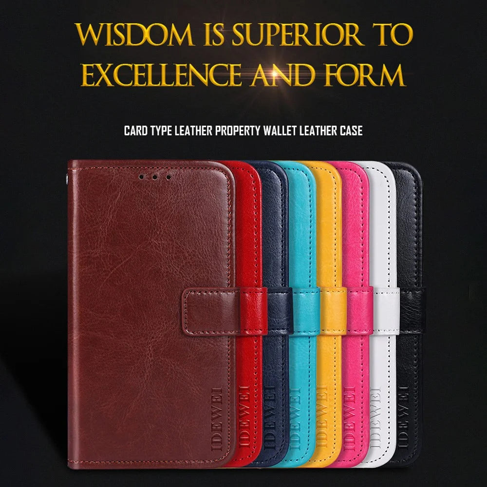 IDEWEI Folio Flip Crazy Horse Texture Leather Casing with Wallet Stand for Realme 8 5G/V13 5G/Narzo 30 5G - Black - 4