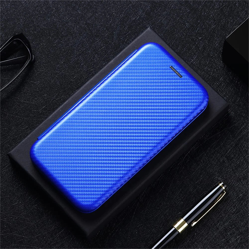 Carbon Fiber Texture Auto-absorbed Leather Mobile Phone Case for vivo Y72 5G/iQOO Z3 5G - Blue - 2