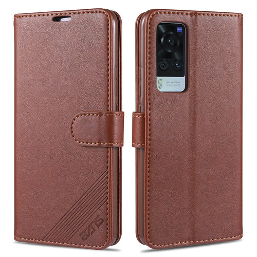 AZNS Full Protection Wallet Design PU Leather Phone Protective Case with Stand for vivo X60 5G/X60 Pro 5G (Global) - Brown - 1