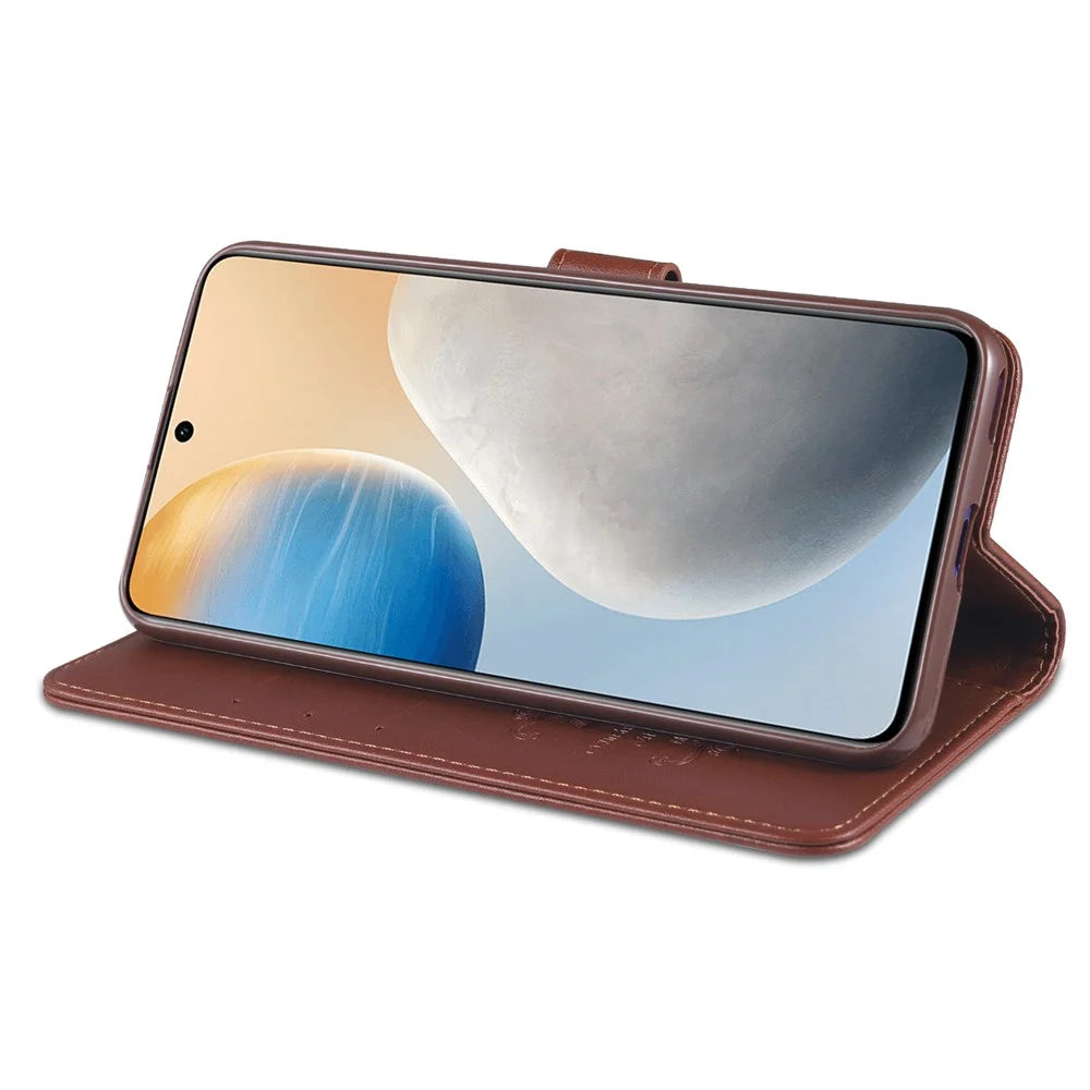 AZNS Full Protection Wallet Design PU Leather Phone Protective Case with Stand for vivo X60 5G/X60 Pro 5G (Global) - Brown - 3