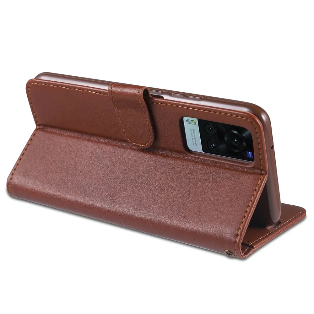 AZNS Full Protection Wallet Design PU Leather Phone Protective Case with Stand for vivo X60 5G/X60 Pro 5G (Global) - Brown - 4