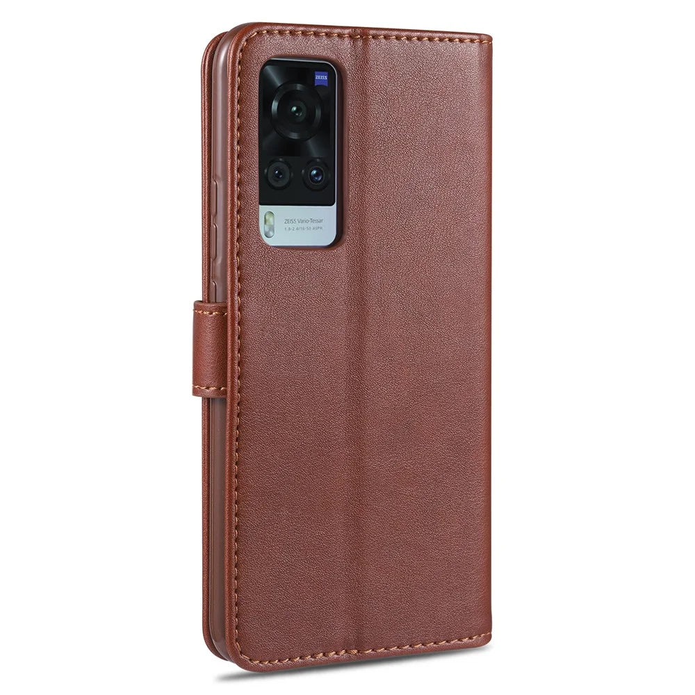 AZNS Full Protection Wallet Design PU Leather Phone Protective Case with Stand for vivo X60 5G/X60 Pro 5G (Global) - Brown - 7