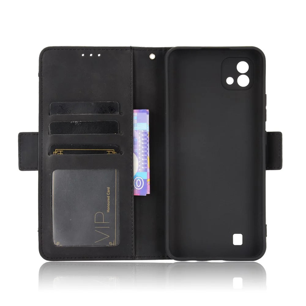 Multiple Card Slots Wallet Leather Stand Cover for Realme C11 2021 / C20 / C20A Phone Case - Black - 3