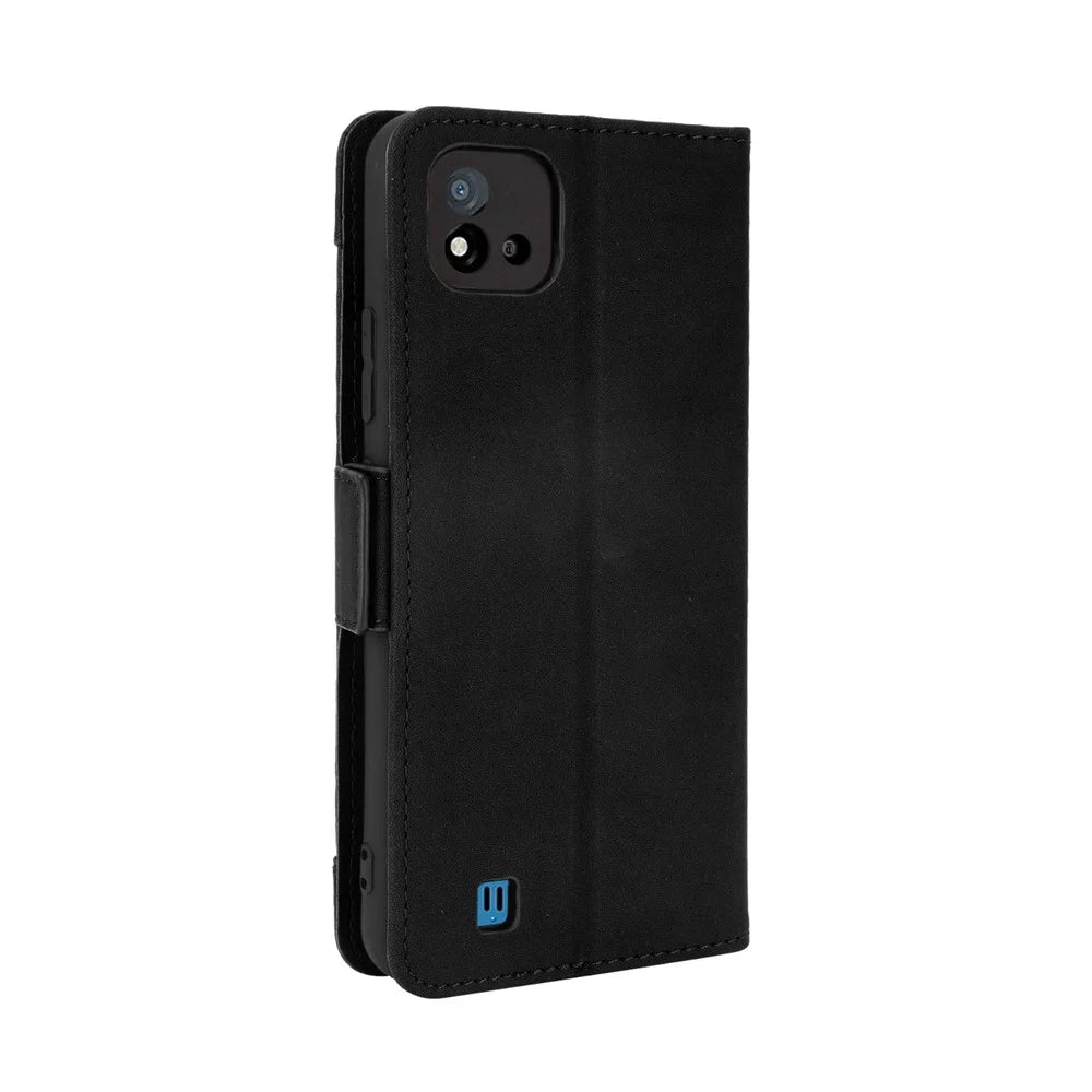 Multiple Card Slots Wallet Leather Stand Cover for Realme C11 2021 / C20 / C20A Phone Case - Black - 6