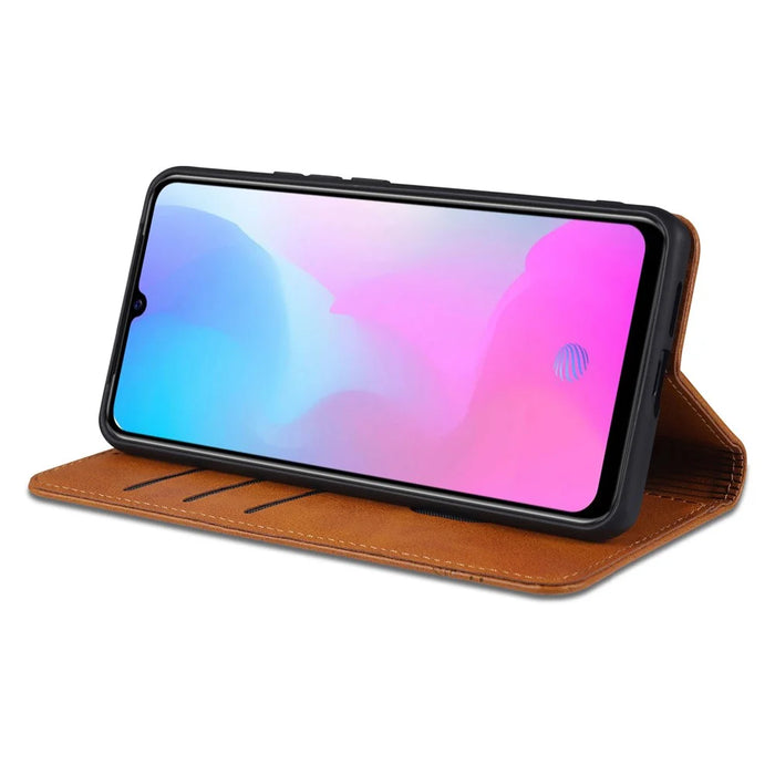 AZNS for vivo V21 4G Stand Wallet Case Auto-absorbed Magnetic Leather Phone Shell - Brown - 3