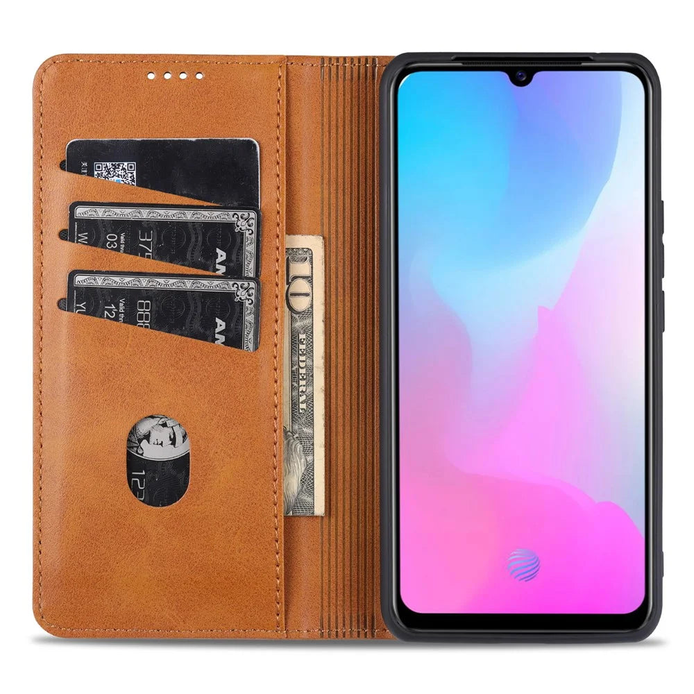 AZNS for vivo V21 4G Stand Wallet Case Auto-absorbed Magnetic Leather Phone Shell - Brown - 5