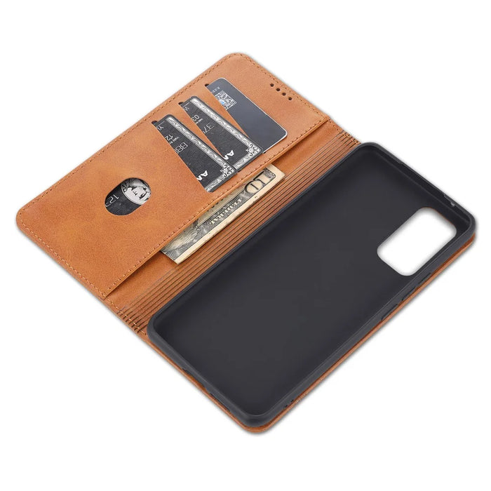 AZNS for vivo V21 4G Stand Wallet Case Auto-absorbed Magnetic Leather Phone Shell - Brown - 6