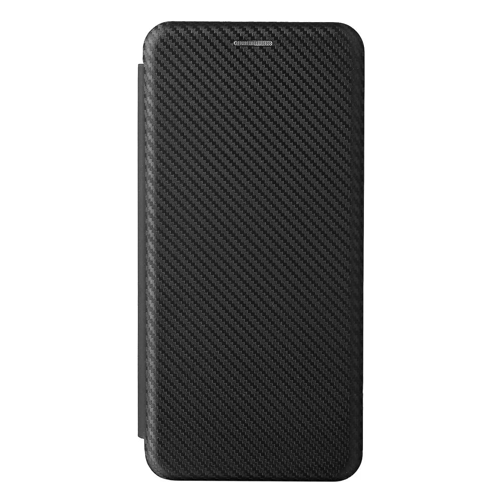 Carbon Fiber Texture Card Slot Auto-absorbed Leather Phone Shell Cover for Realme C11 2021 / C20 - Black - 3