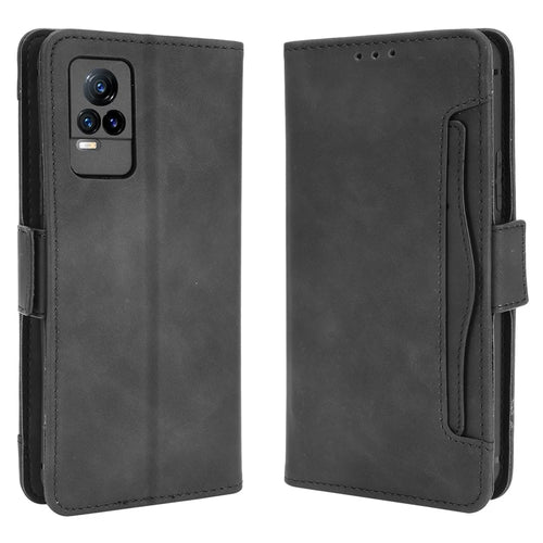 Multiple Card Slots Wallet Stand Phone Case Leather Cover Shell for vivo V21e 4G / vivo Y73 2021 - Black - 1