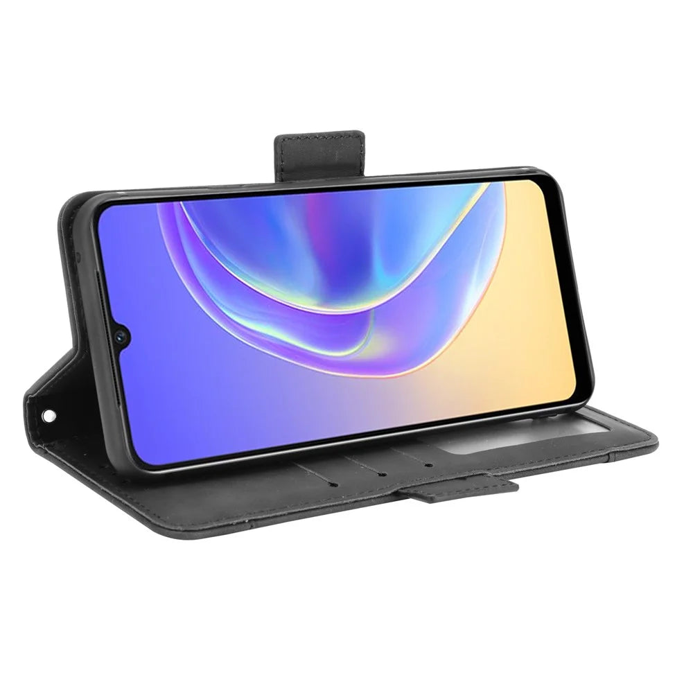 Multiple Card Slots Wallet Stand Phone Case Leather Cover Shell for vivo V21e 4G / vivo Y73 2021 - Black - 4