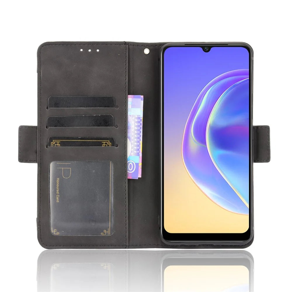 Multiple Card Slots Wallet Stand Phone Case Leather Cover Shell for vivo V21e 4G / vivo Y73 2021 - Black - 5
