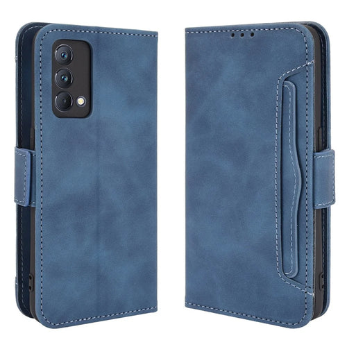 Multiple Card Slots Leather Case with Wallet Stand for Realme GT Master - Blue - 1