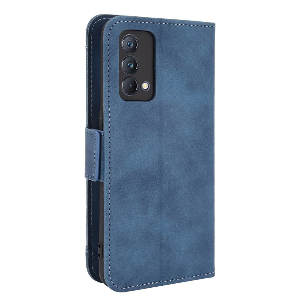 Multiple Card Slots Leather Case with Wallet Stand for Realme GT Master - Blue - 4