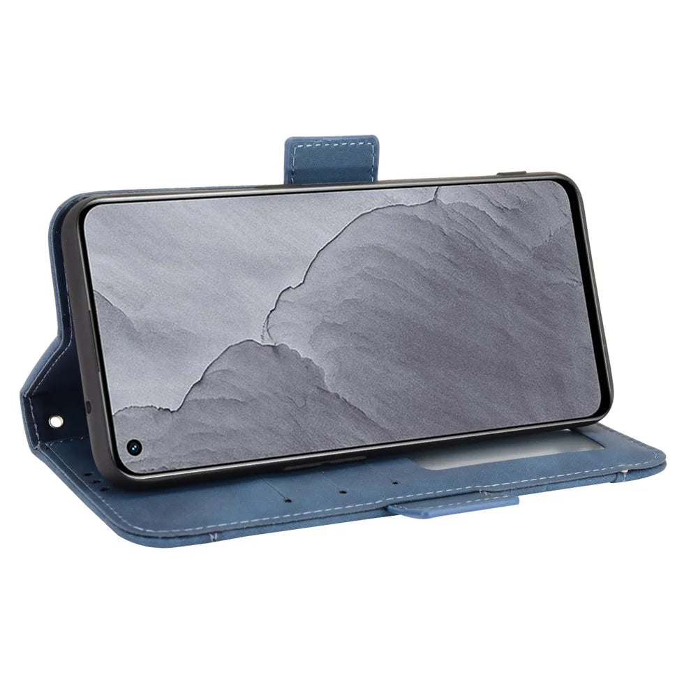 Multiple Card Slots Leather Case with Wallet Stand for Realme GT Master - Blue - 5