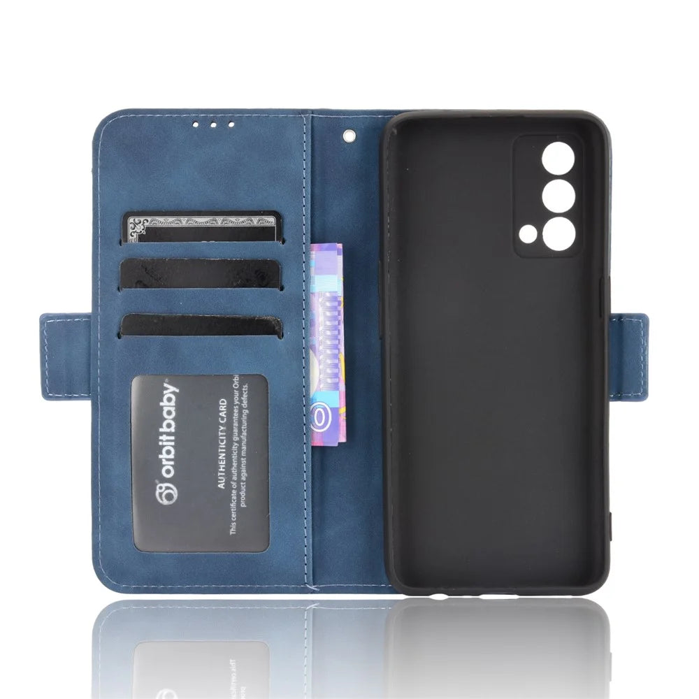 Multiple Card Slots Leather Case with Wallet Stand for Realme GT Master - Blue - 6