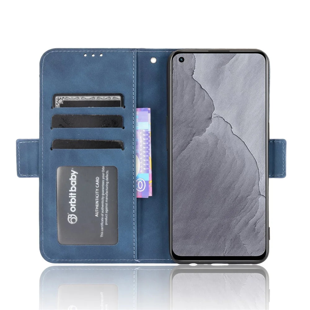 Multiple Card Slots Leather Case with Wallet Stand for Realme GT Master - Blue - 7