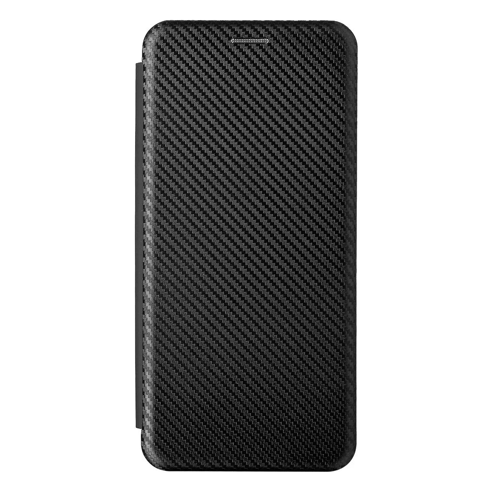 Carbon Fiber Texture Well-Protected Stylish Precise Cutout Auto-absorbed Leather Phone Case with Card Slot for vivo Y21/Y33s - Black - 4