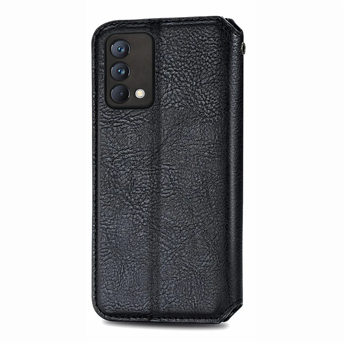 For Realme GT Master PU Leather Case Rhombus Imprint Wallet Stand Phone Cover - Black - 3