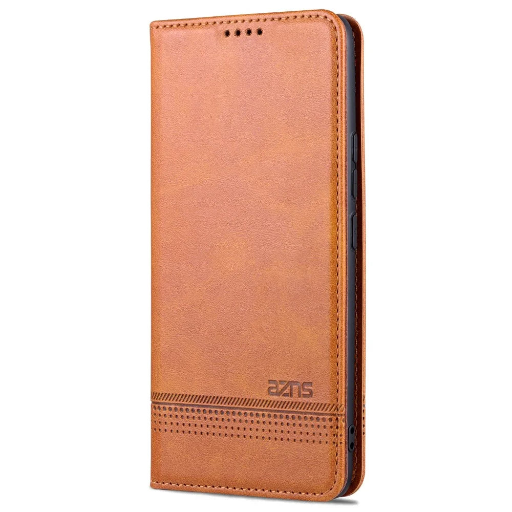 AZNS Durable Wallet Design PU Leather Shockproof Phone Cover Case for vivo X70 - Brown - 2