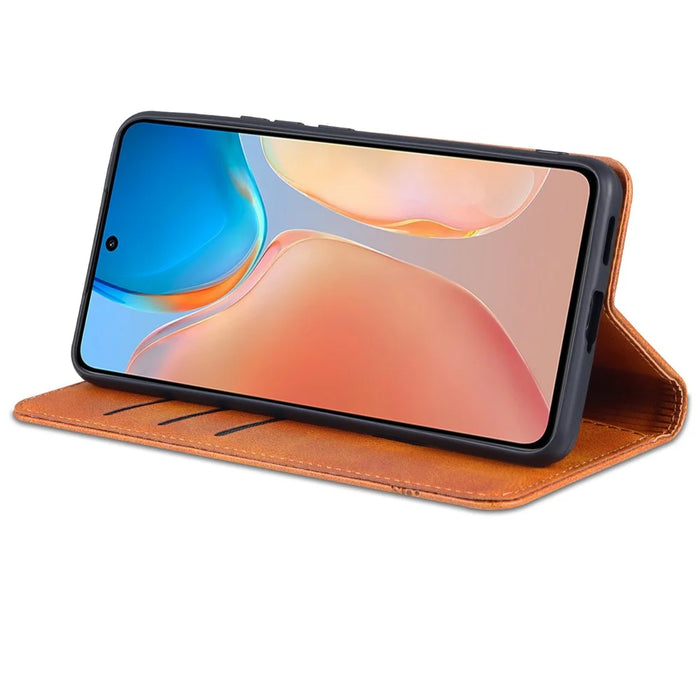 AZNS Durable Wallet Design PU Leather Shockproof Phone Cover Case for vivo X70 - Brown - 5