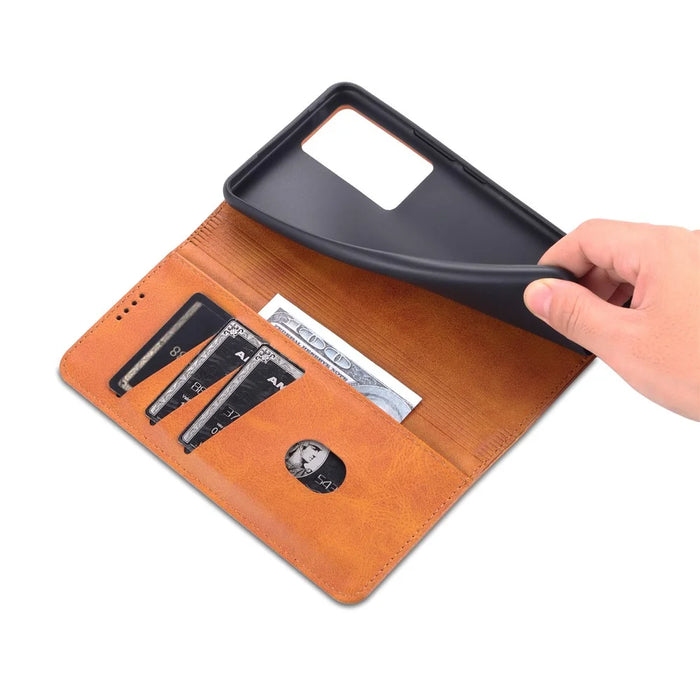 AZNS Durable Wallet Design PU Leather Shockproof Phone Cover Case for vivo X70 - Brown - 7