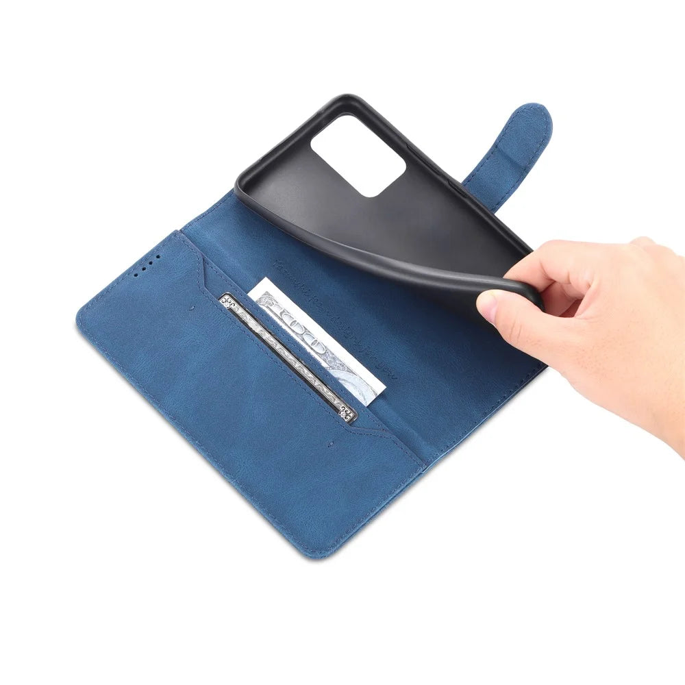AZNS Anti-Scratch Wallet Design Phone Case Shockproof Flip Phone Cover with Stand for vivo V21e 4G / vivo Y73 - Blue - 6