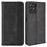For Realme 8i Retro Textured Surface Shockproof Wallet Stand Well-Protected Phone Leather Case - Black - 1