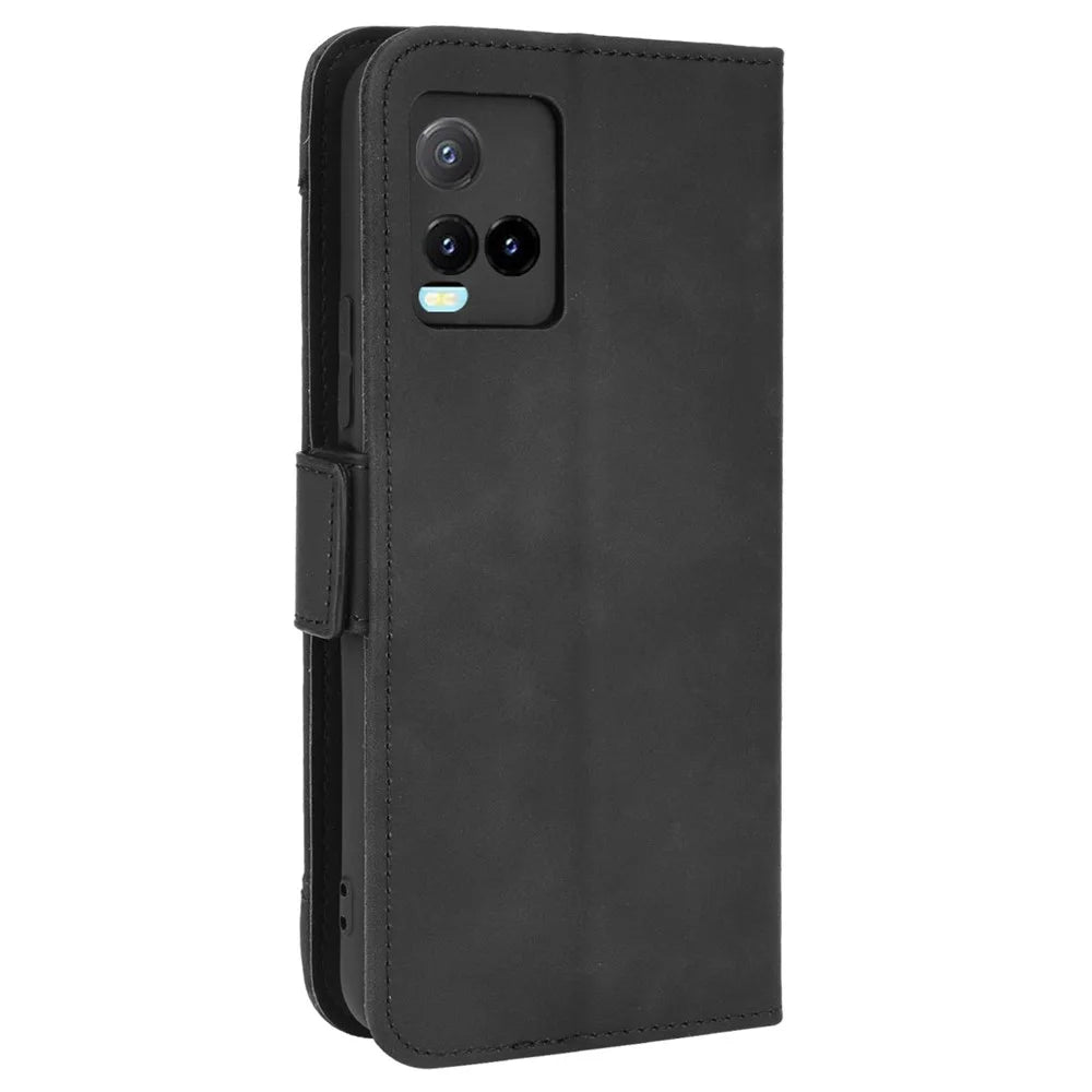 For vivo Y33s 4G / Y21 / Y21s / Y32 4G / Y21t 4G / Y21e 4G / Y21a 4G / Y21G / T1X 4G / Y33t Anti-Drop Flip Phone Case PU Leather + TPU Phone Cover Multiple Card Slot Practical Wallet Stand Design - Black - 3