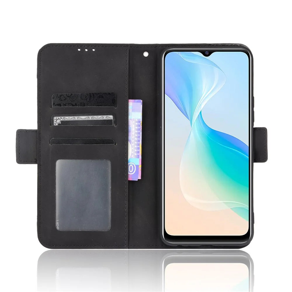 For vivo Y33s 4G / Y21 / Y21s / Y32 4G / Y21t 4G / Y21e 4G / Y21a 4G / Y21G / T1X 4G / Y33t Anti-Drop Flip Phone Case PU Leather + TPU Phone Cover Multiple Card Slot Practical Wallet Stand Design - Black - 5