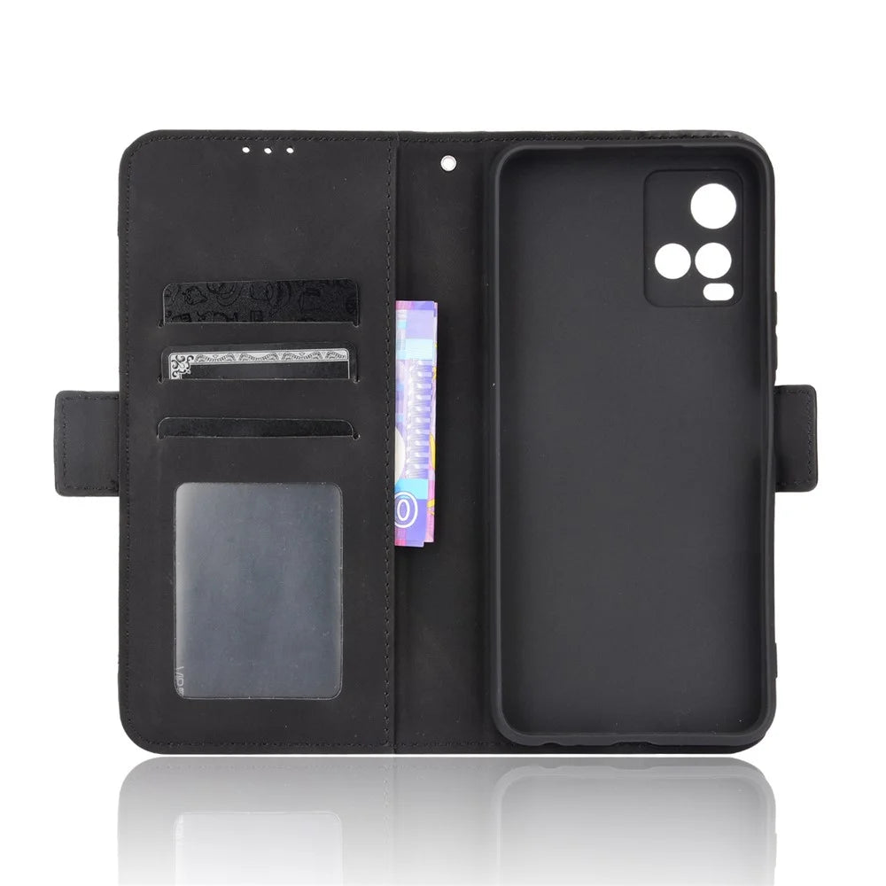 For vivo Y33s 4G / Y21 / Y21s / Y32 4G / Y21t 4G / Y21e 4G / Y21a 4G / Y21G / T1X 4G / Y33t Anti-Drop Flip Phone Case PU Leather + TPU Phone Cover Multiple Card Slot Practical Wallet Stand Design - Black - 6