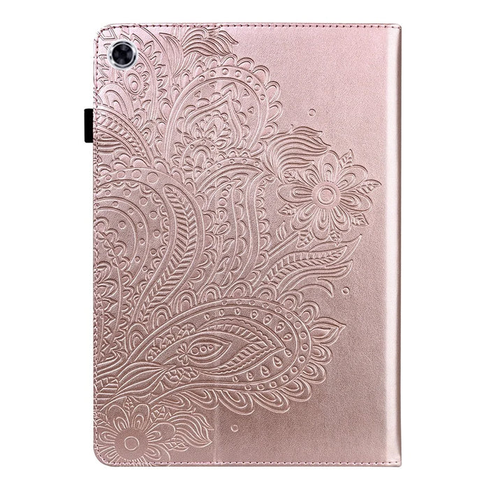 Imprinting Flower Card Slots Stand Design PU Leather Tablet Cover Case for Realme Pad 10.4-inch - Rose Gold - 2