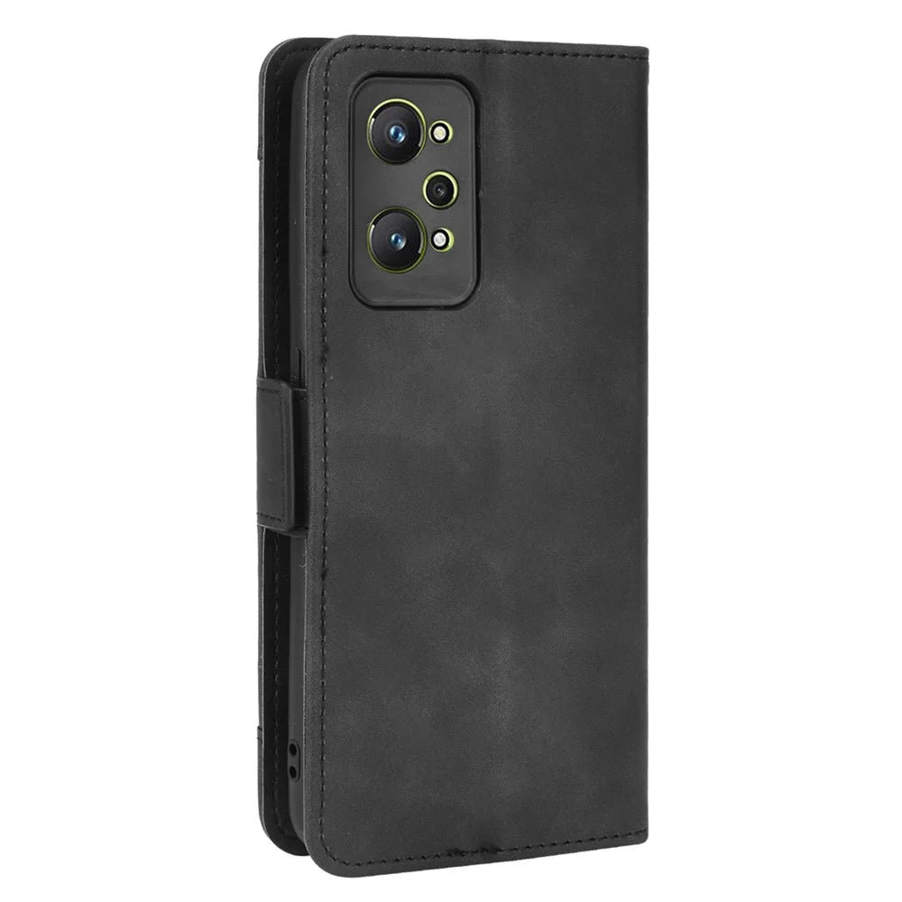 For Realme GT Neo2 5G/GT Neo 3T 5G Large Storage Spece Flip Phone Case Multiple Card Slot Design PU Leather Wallet Cover Protector - Black - 3
