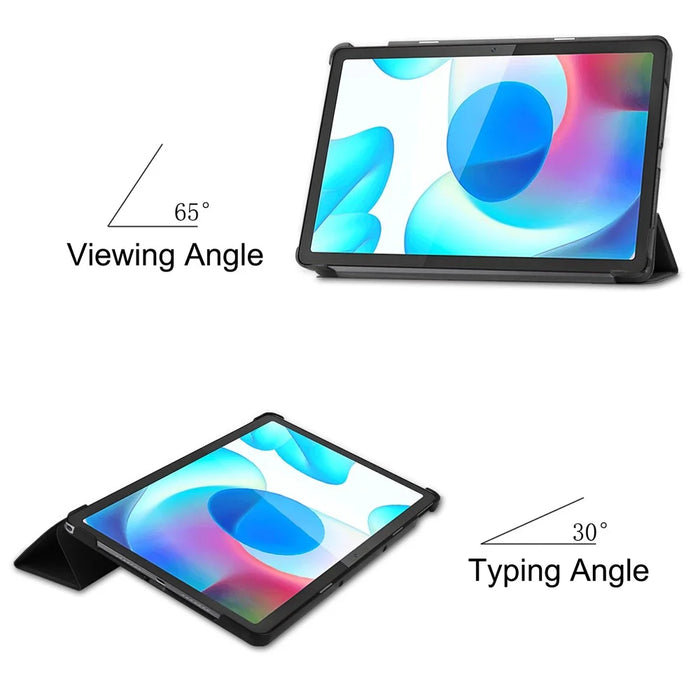 Trifold Stand PU Leather Hard PC Inner Shockproof Protective Tablet Cover for Realme Pad 10.4 - Black - 5