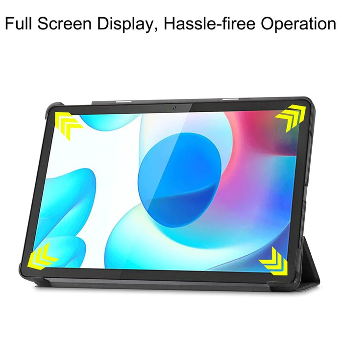 Trifold Stand PU Leather Hard PC Inner Shockproof Protective Tablet Cover for Realme Pad 10.4 - Black - 6