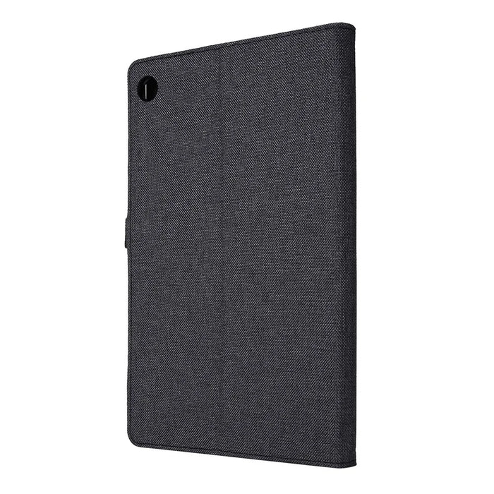 Card Slots Design Cloth Texture PU Leather Folding Folio Stand Cover for Realme Pad 10.4 inch - Black - 3