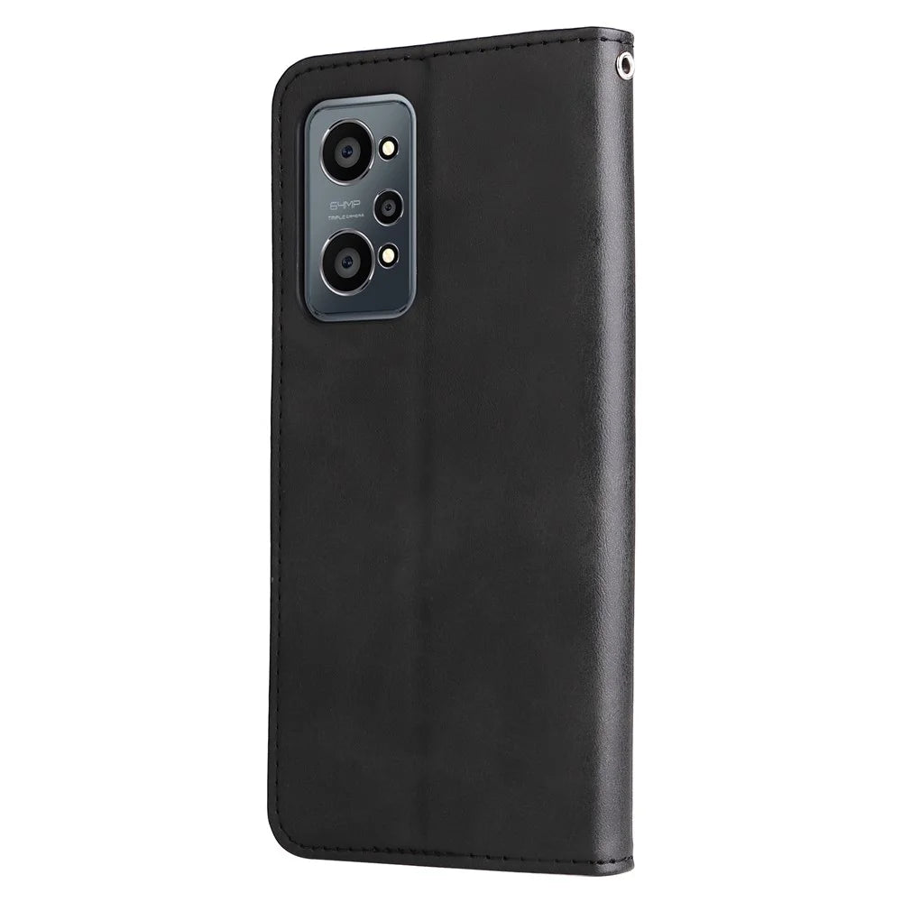 Folding PU Leather Phone Case Zipper Coin Pocket Design Case with Wallet Stand for Realme GT Neo2 5G/GT Neo 3T 5G - Black - 2