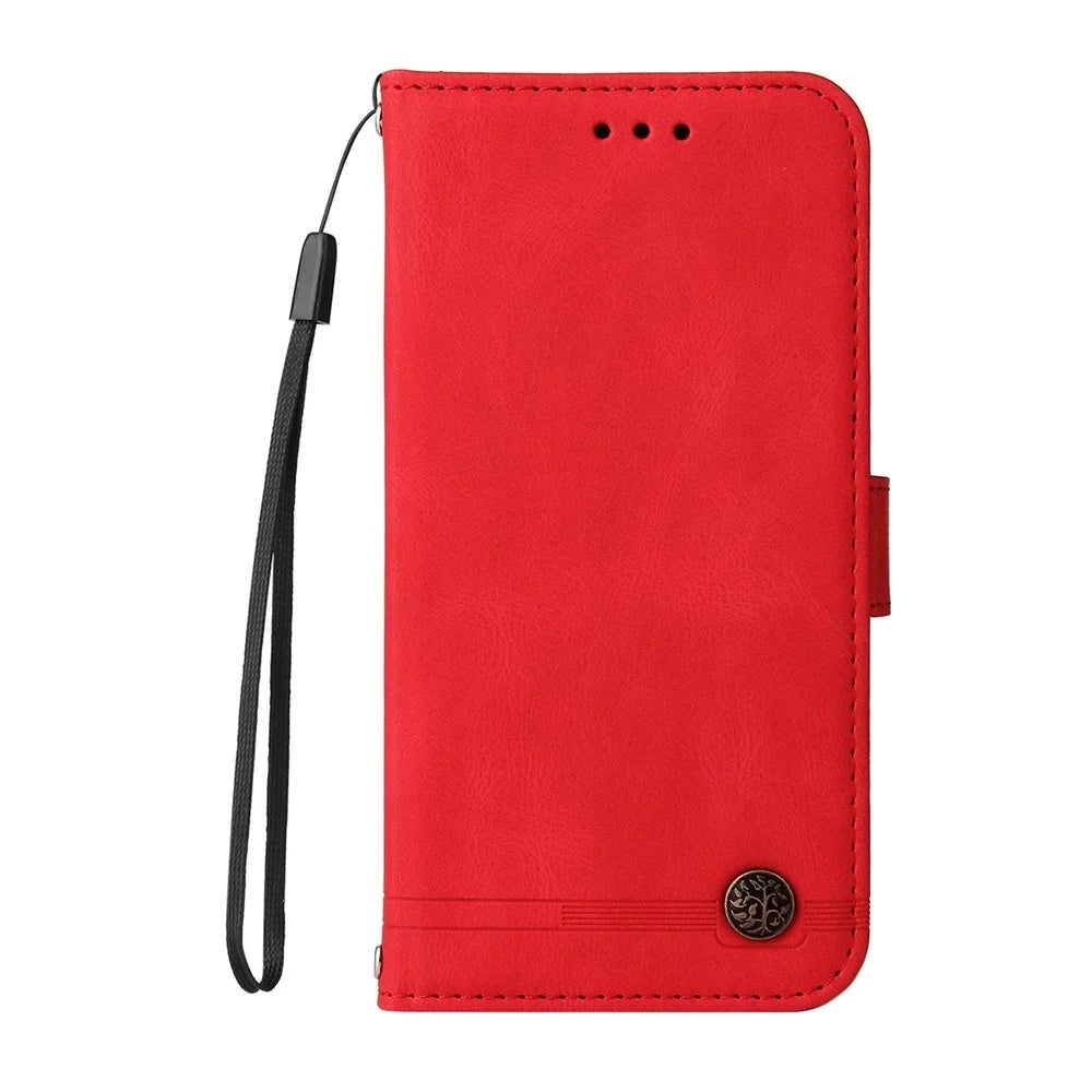 For Realme 8i / Narzo 50 4G Leather Wallet Cases Skin Touch Phone Cover Stand with Strap - Red - 2