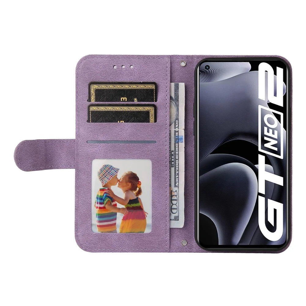 For Realme GT Neo2 5G / GT Neo 3T 5G Leather Wallet Cases Skin Touch Phone Cover Stand with Strap - Purple - 4