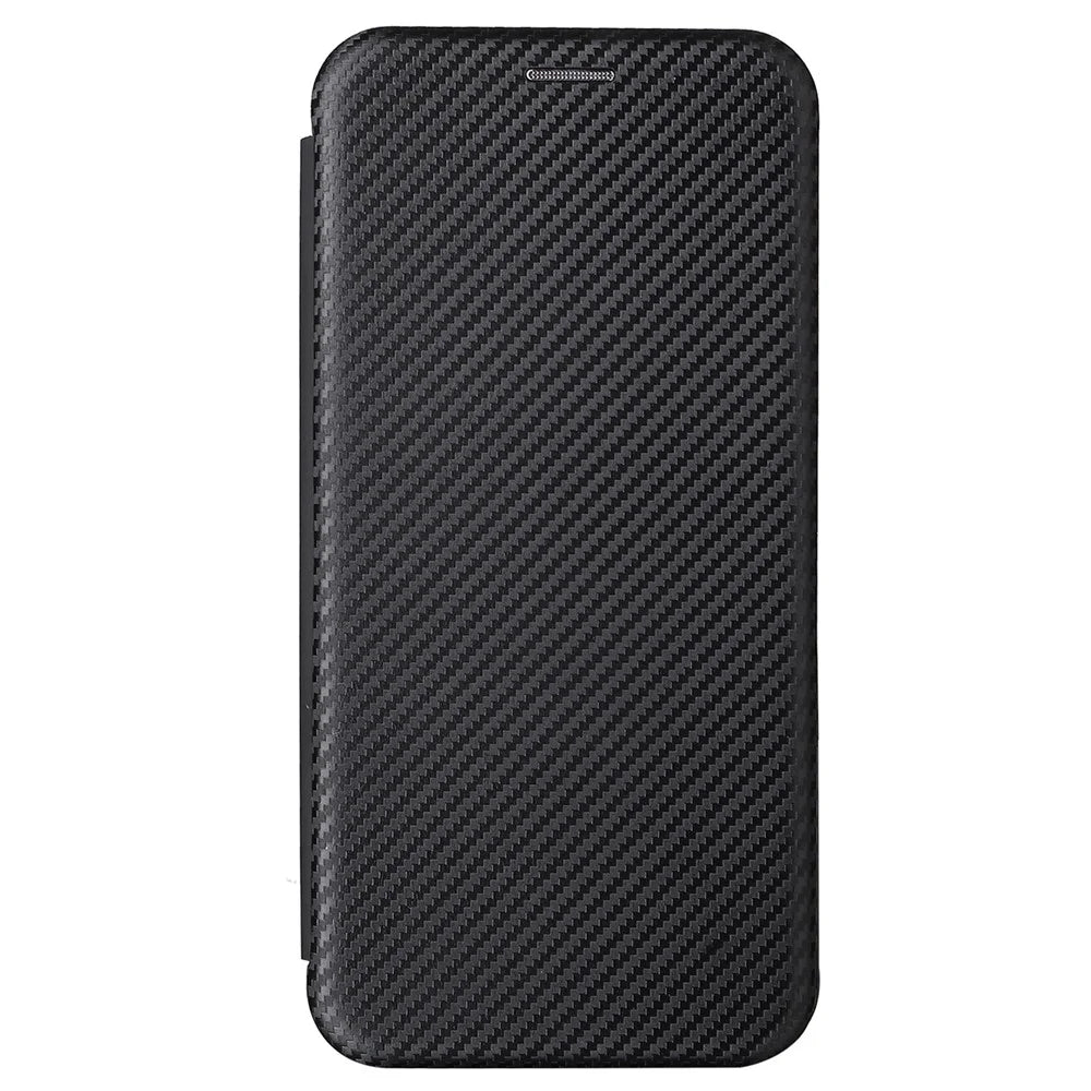 For vivo S10e/V23e Ring Strap Anti-fall Carbon Fiber Texture Auto-absorbed Magnetic Closure Leather Phone Case with Stand - Black - 2