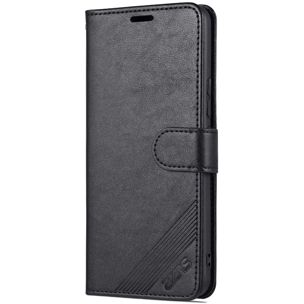 AZNS PU Leather Cover + Soft Inner TPU Case Phone Protector with Stand Wallet for vivo S10e/V23e 4G/V23e 5G - Black - 2