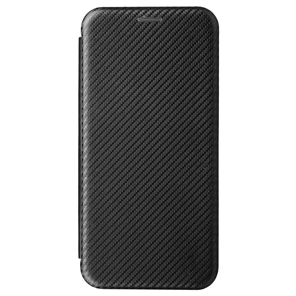 Carbon Fiber Texture Magnetic Auto Closing PU Leather Phone Case Cover with Stand and Card Slot for vivo Y3s (2021) - Black - 2